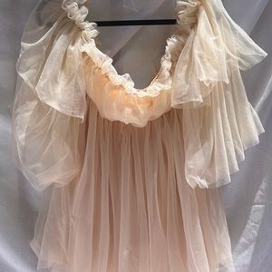 Never worn!! Flowy mesh off the shoulder dress